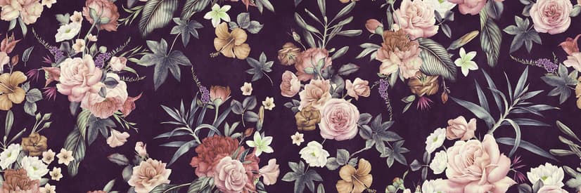 Vintage Dark Floral Bouquet Wallpaper Mural