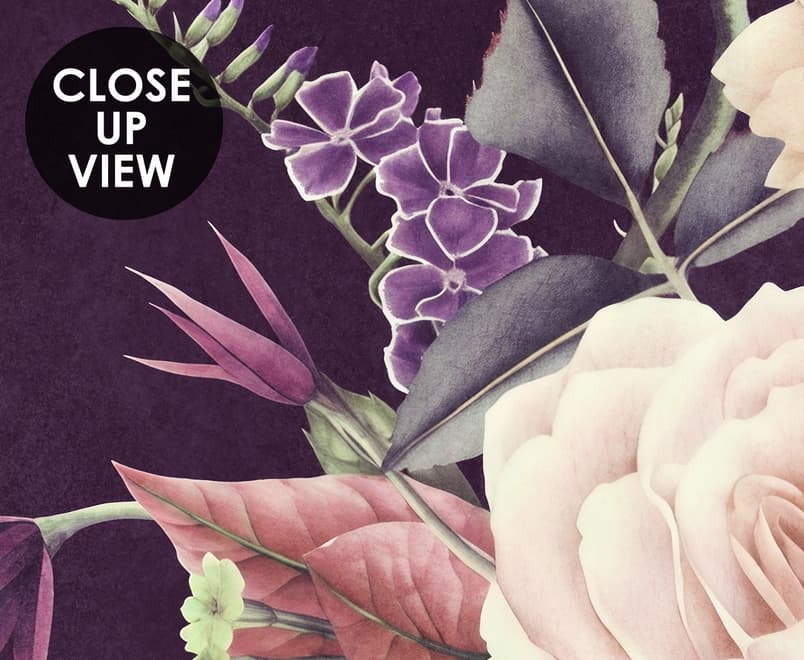 Vintage Dark Floral Bouquet Wallpaper Mural