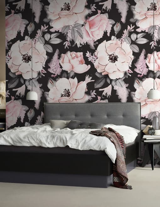 Kids Nursery Floral Pink Rose Pattern Wallpaper Mural