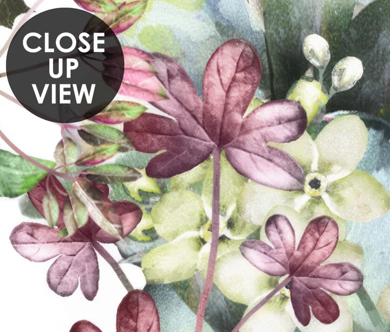 Wild Floral and Green Fresh Leaves Wallpaper Mural