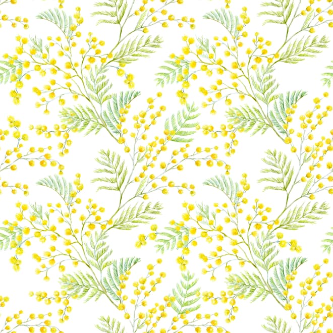 Papier peint panoramique floral aux herbes jaunes