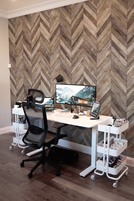 Natural Wood Texture Effect Chevron Wallpaper Mural