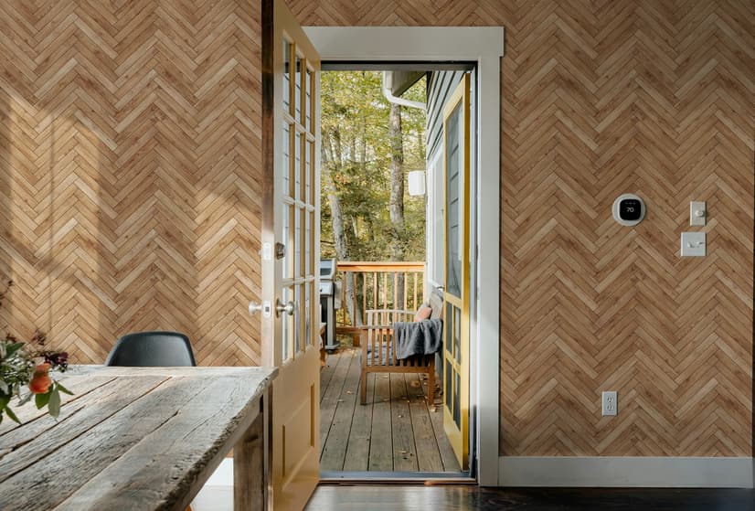 Herringbone Wood Texture Effect Wallpaper Mural