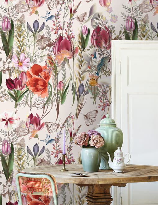 Spring Flowers Pattern Wallpaper Mural