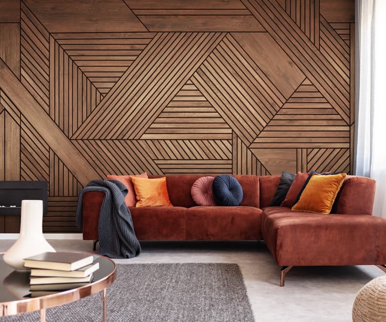 Geometric Wood Texture Effect Wallpaper Mural