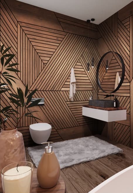Geometric Wood Texture Effect Wallpaper Mural