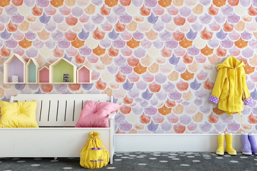Colorful Mermaid Pattern Wallpaper Mural