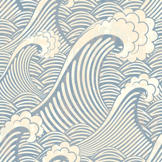 Watercolor Ocean Waves Wallpaper Mural