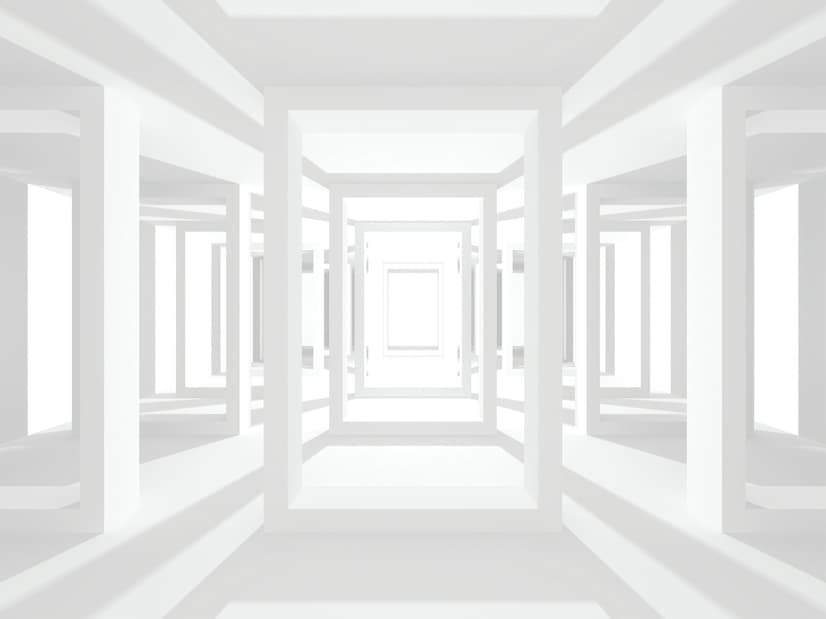 3D Look Abstract Architecture White Corridor Wallpaper Mural