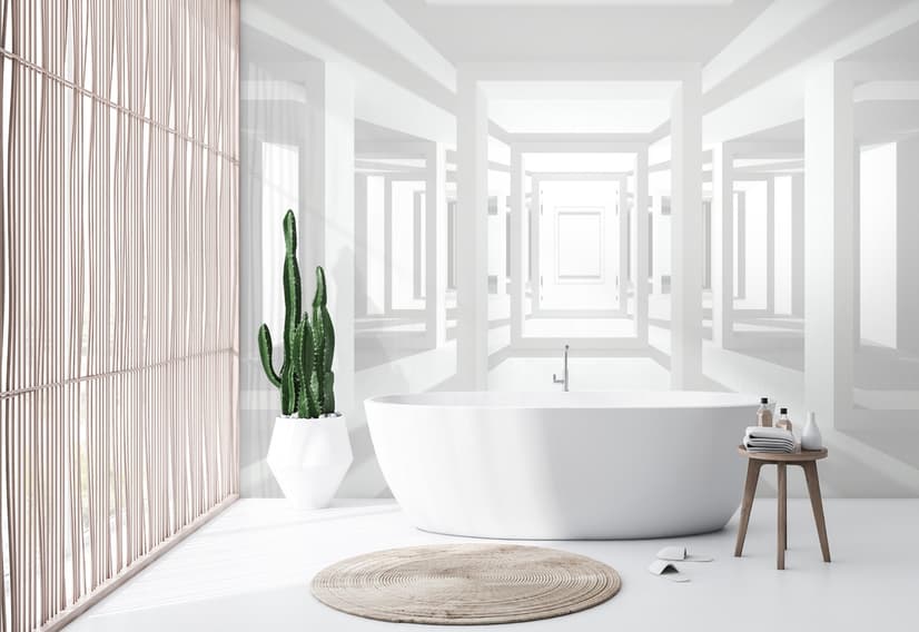 3D Look Abstract Architecture White Corridor Wallpaper Mural