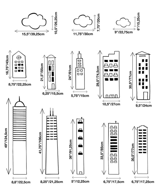 Kids Cute Black City Wall Decal Sticker