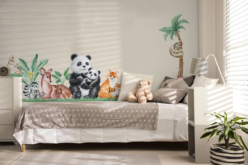 Kids Cute  Forest Animals with Trees Wall Decal Sticker