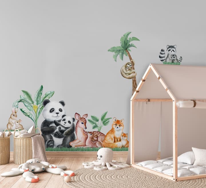 Kids Cute  Forest Animals with Trees Wall Decal Sticker