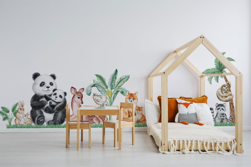 Kids Cute  Forest Animals with Trees Wall Decal Sticker