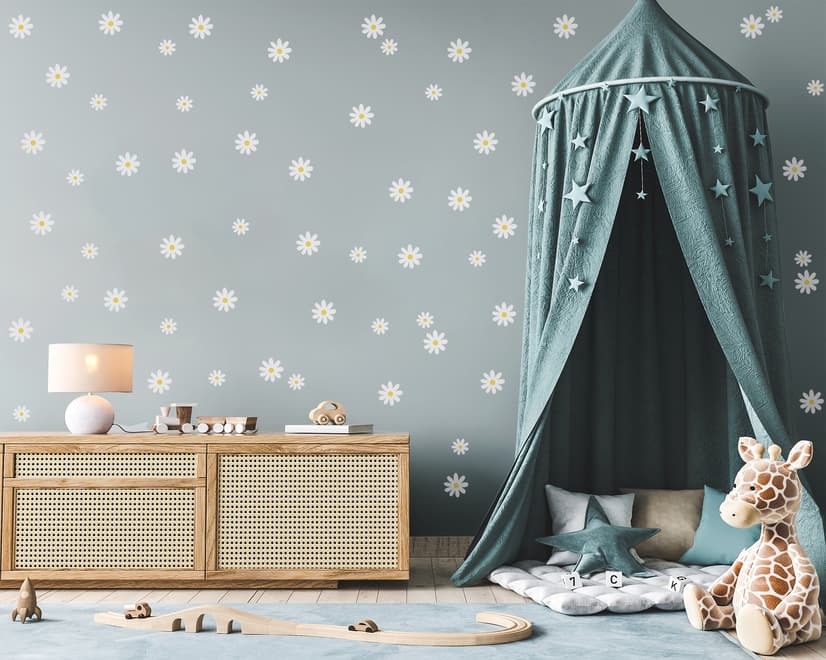 Small Cute Daisy Flowers for Kids Room Wall Decal Sticker