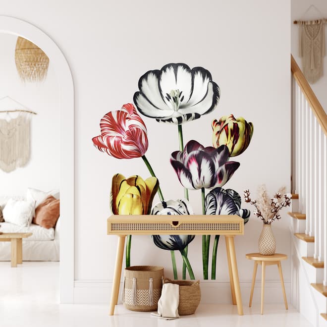 3D Niederländische Blumen Bunte Tulpen Wandtattoo