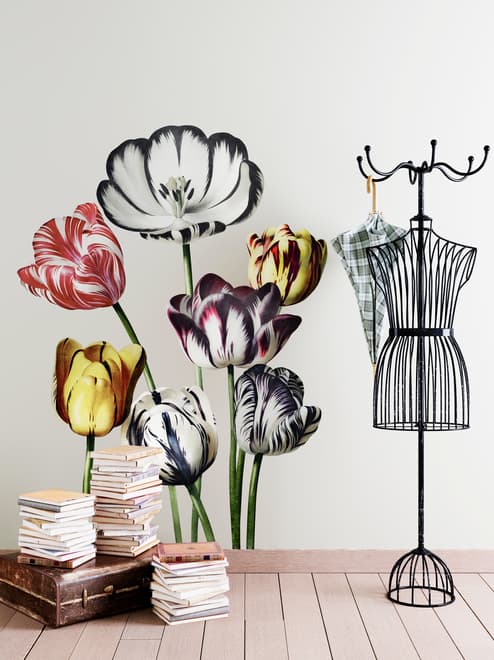 3D Dutch Floral Colorful Tulips Wall Decal Sticker