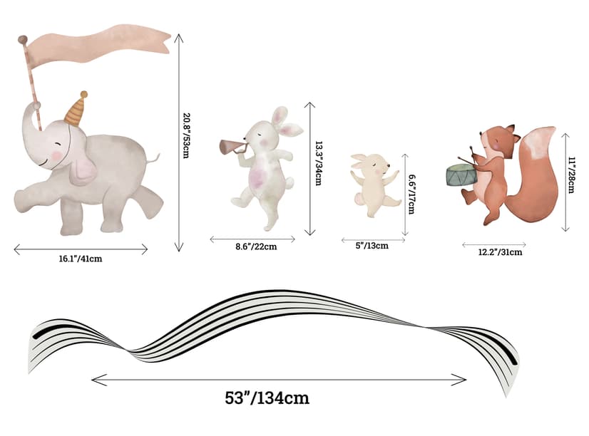 Animaux mignons chantant sur les notes de musique Stickers muraux Sticker