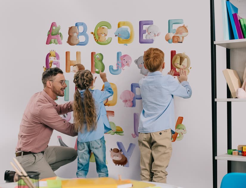 Watercolor Alphabet With Animals Wall Decal Sticker