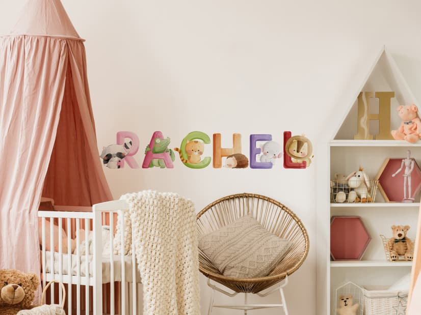 Watercolor Alphabet With Animals Wall Decal Sticker