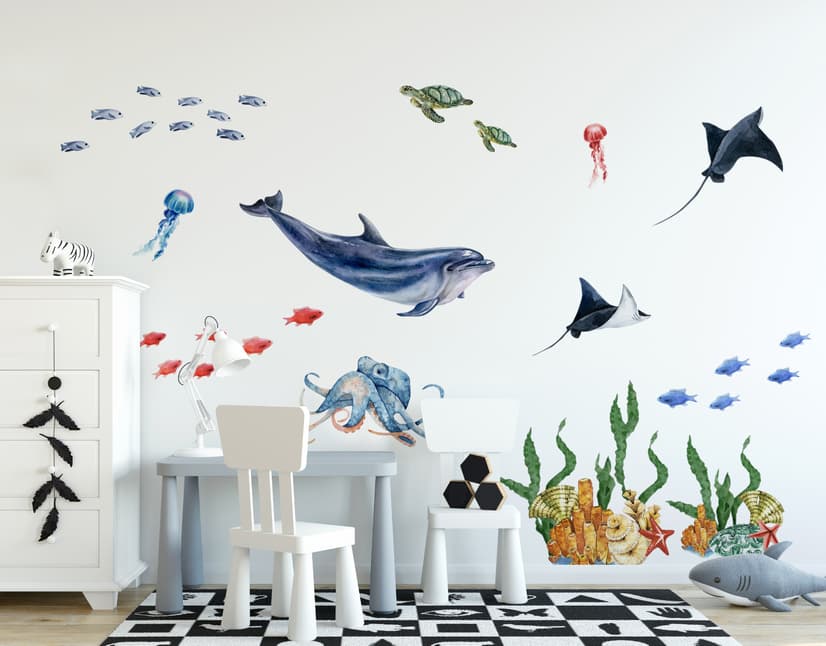 Kids Undersea Animals Wall Decal Sticker