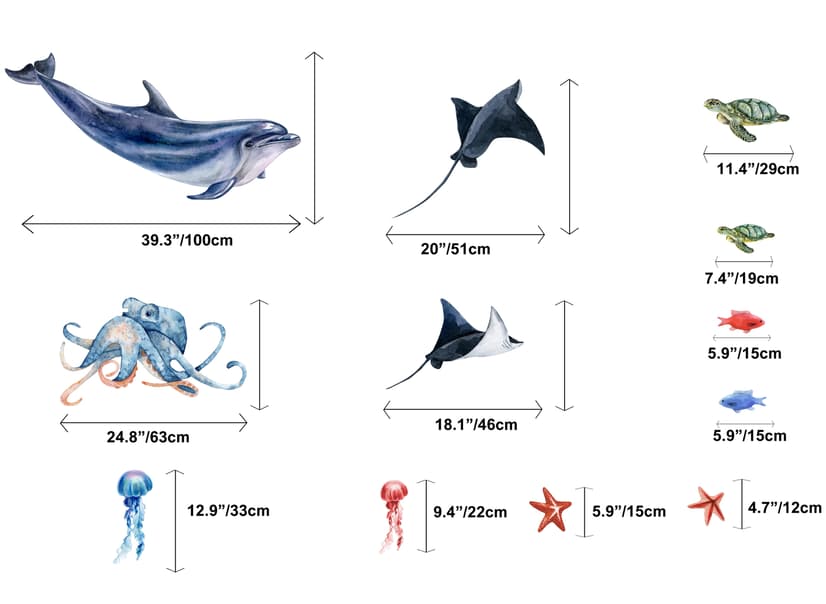 Kinder Unterwasser Tiere Wandtattoo