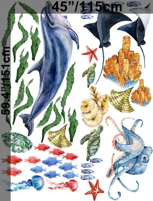 Kinder Unterwasser Tiere Wandtattoo