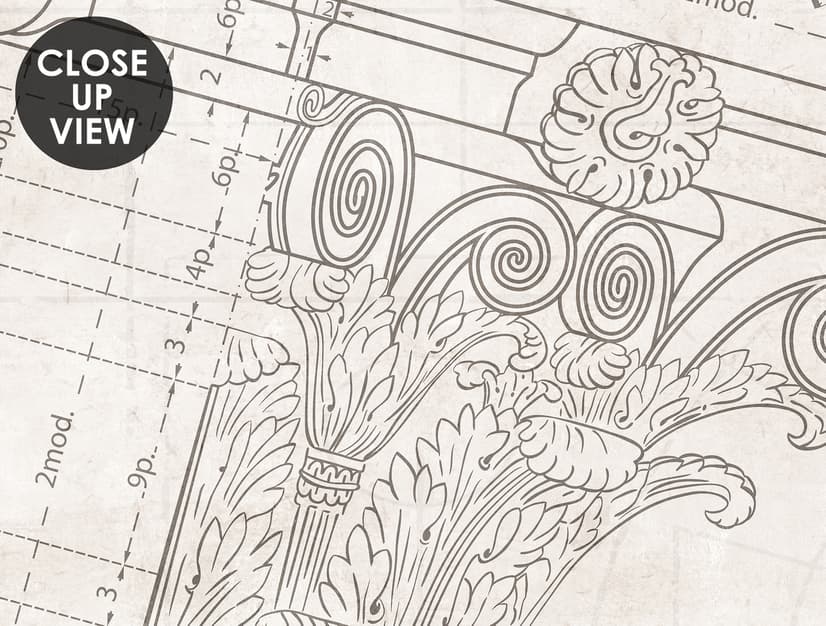 Antique Architectural Greek Column Drawing Art Wallpaper Mural