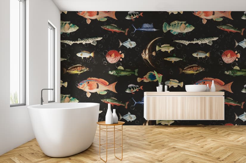 Vintage Ocean Fish Art Wallpaper Mural