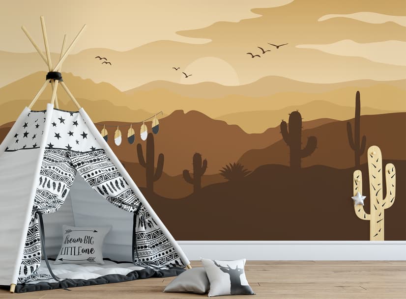 Monochrome Desert Landscape Wallpaper Mural