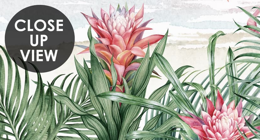 Tropical Landscape with Flamingos Wallpaper Mural