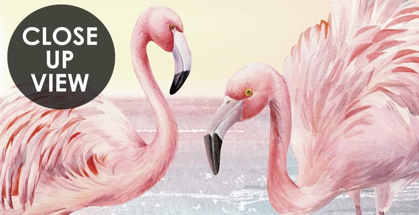 Tropical Landscape with Flamingos Wallpaper Mural