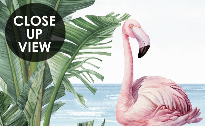 Tropical Landscape with Flamingos Wallpaper Mural