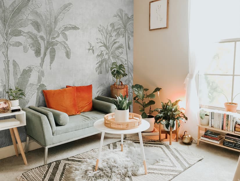 Monochrome Antique Jungle Landscape Wallpaper Mural