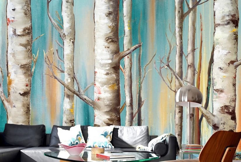 Oil Painting Tree Branch Wallpaper Mural