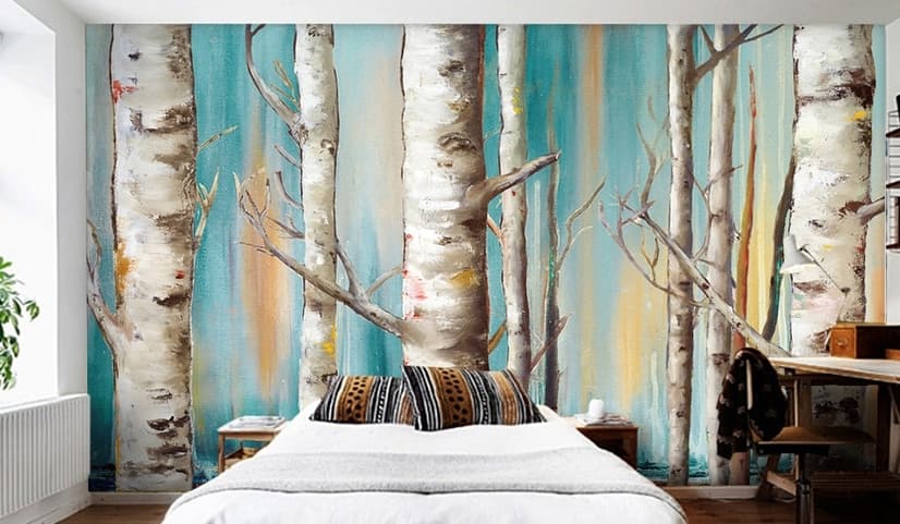 Oil Painting Tree Branch Wallpaper Mural