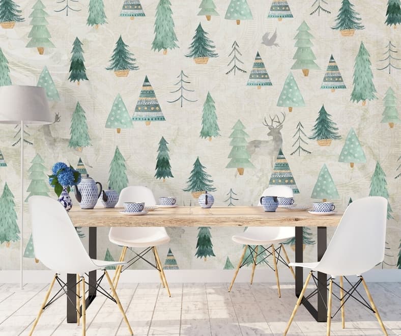 Nostalgic Tree Pattern Wallpaper Mural
