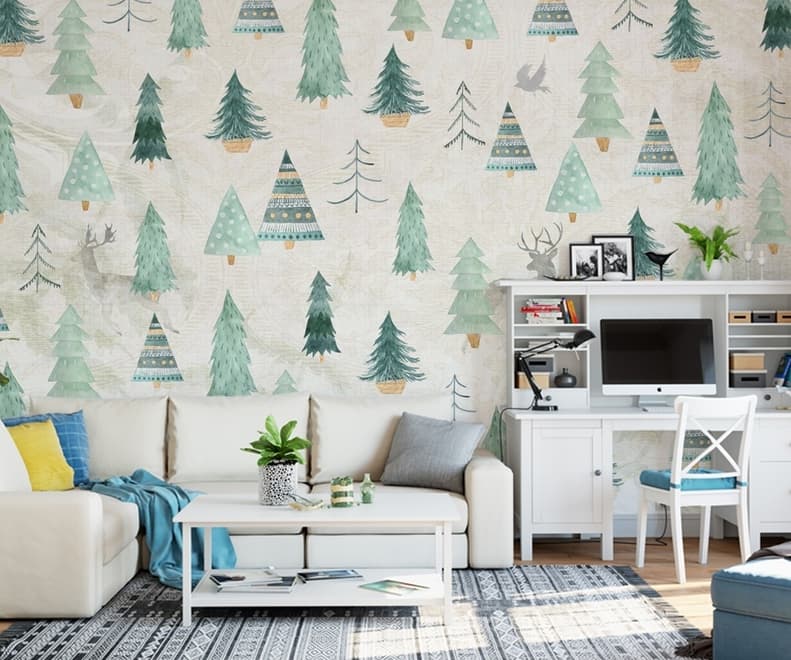 Nostalgic Tree Pattern Wallpaper Mural