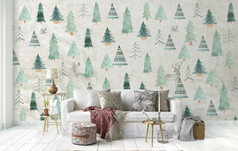 Nostalgic Tree Pattern Wallpaper Mural