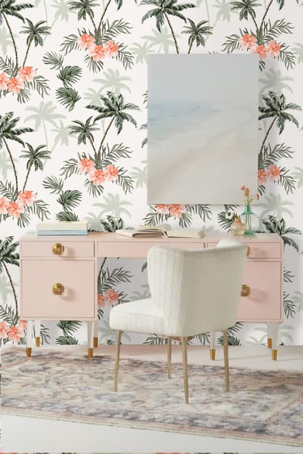Papier peint palmier tropical motif floral mirabilis
