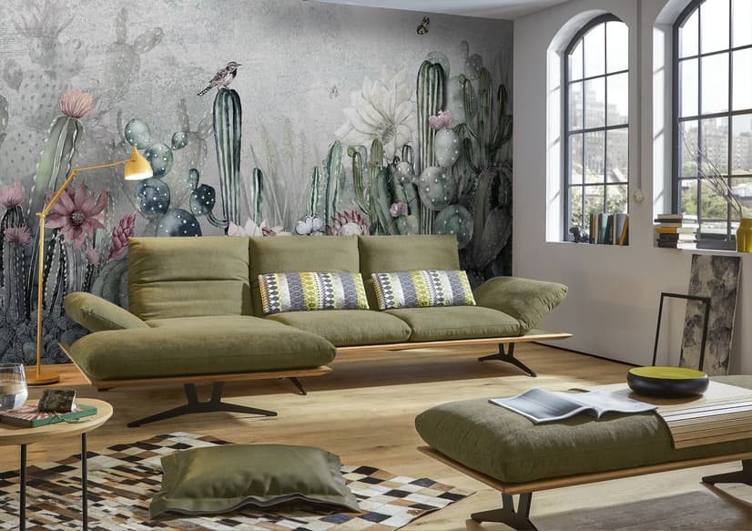 Watercolor Cactus with Flowers Wallpaper Mural