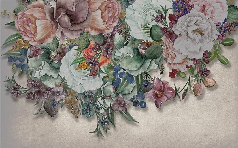 Victorian Vine Floral Bouqet Wallpaper Mural