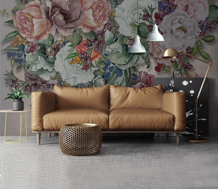 Victorian Vine Floral Bouqet Wallpaper Mural