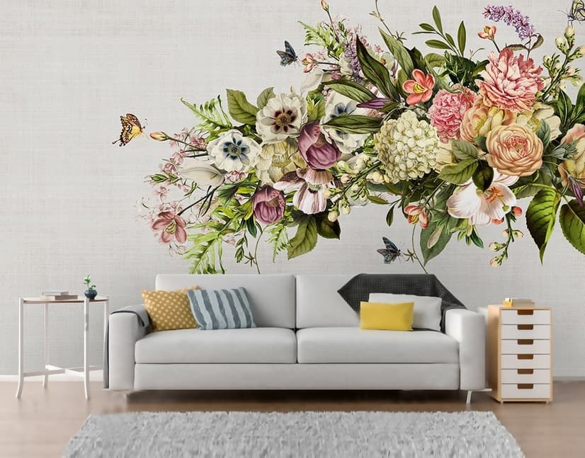 Vintage Hydrangea Floral Wallpaper Mural