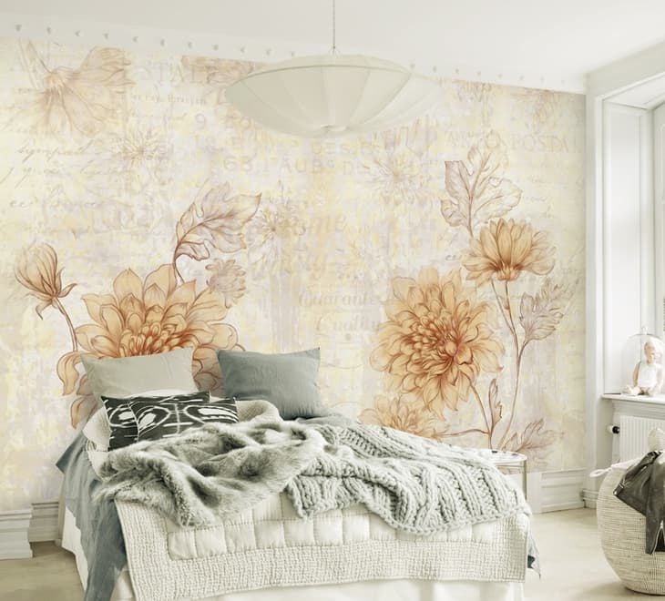 Vintage Dahlia Flower Wallpaper Mural