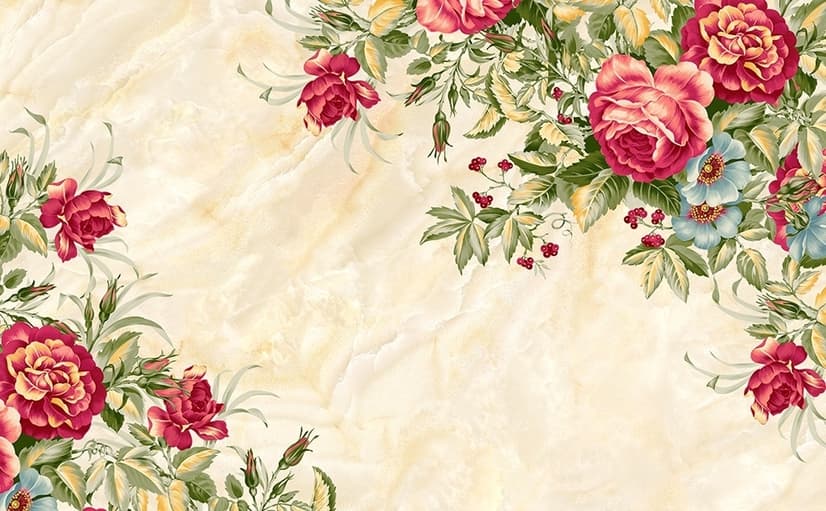 Vintage Pastellrote Blumen Fototapete
