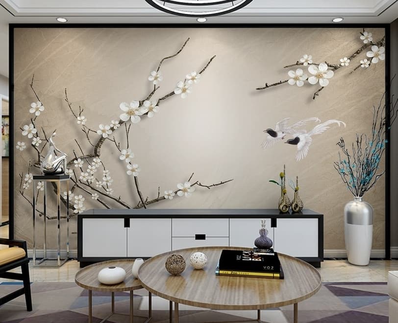 Vintage Floral Plum Blossom Wallpaper Mural