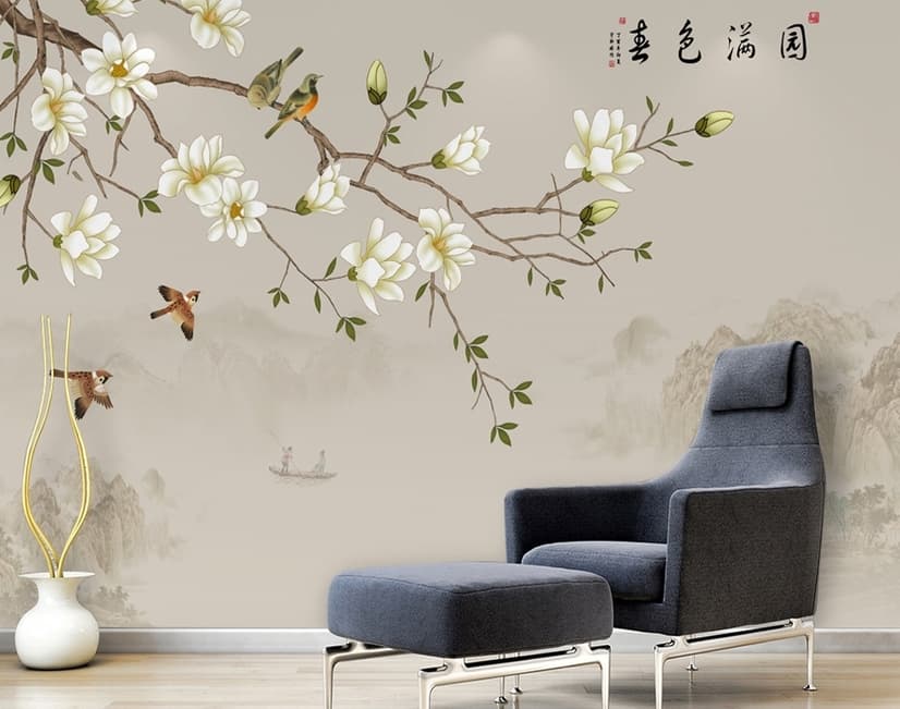 Papier peint panoramique vintage plum blossom floral