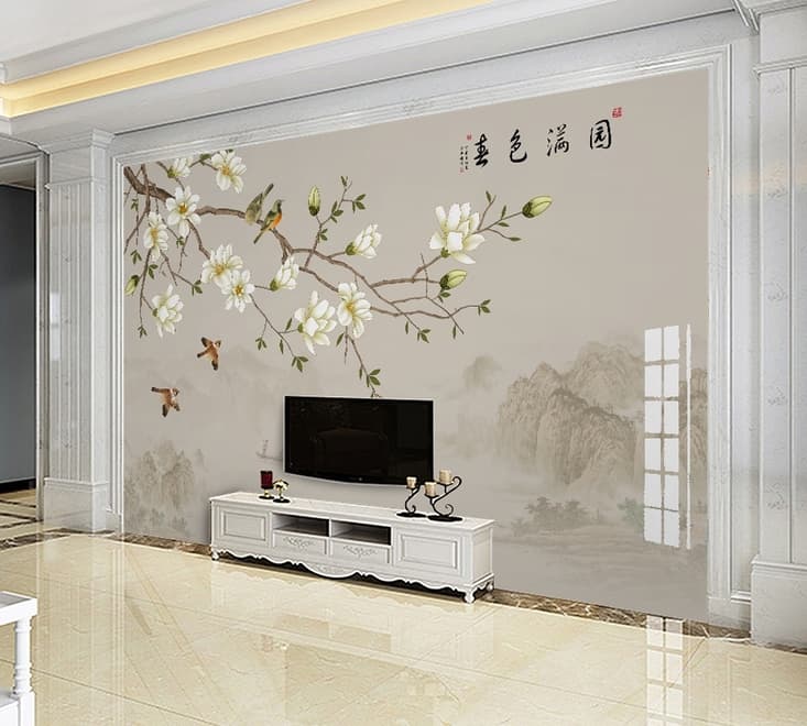 Vintage Plum Blossom Floral Wallpaper Mural