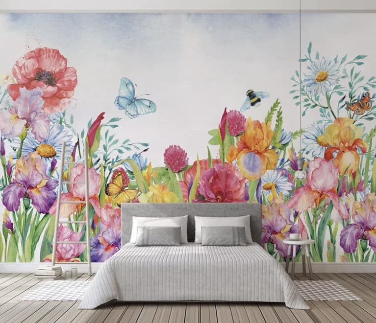 Watercolor Garden Floral Wallpaper Mural